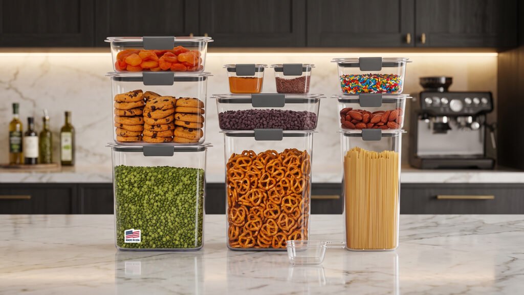 space saving stackable plastic food storage containers