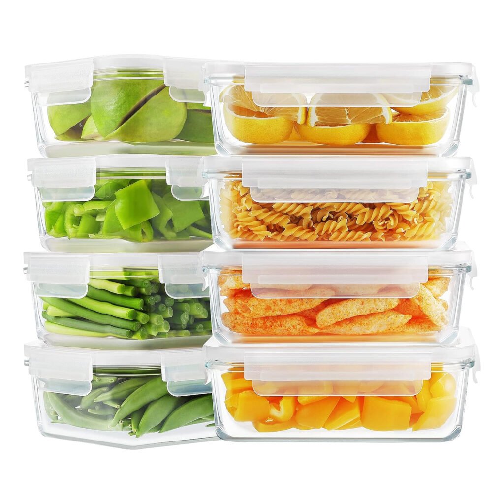 Bayco 8-Piece Borosilicate Glass Meal Prep Set
