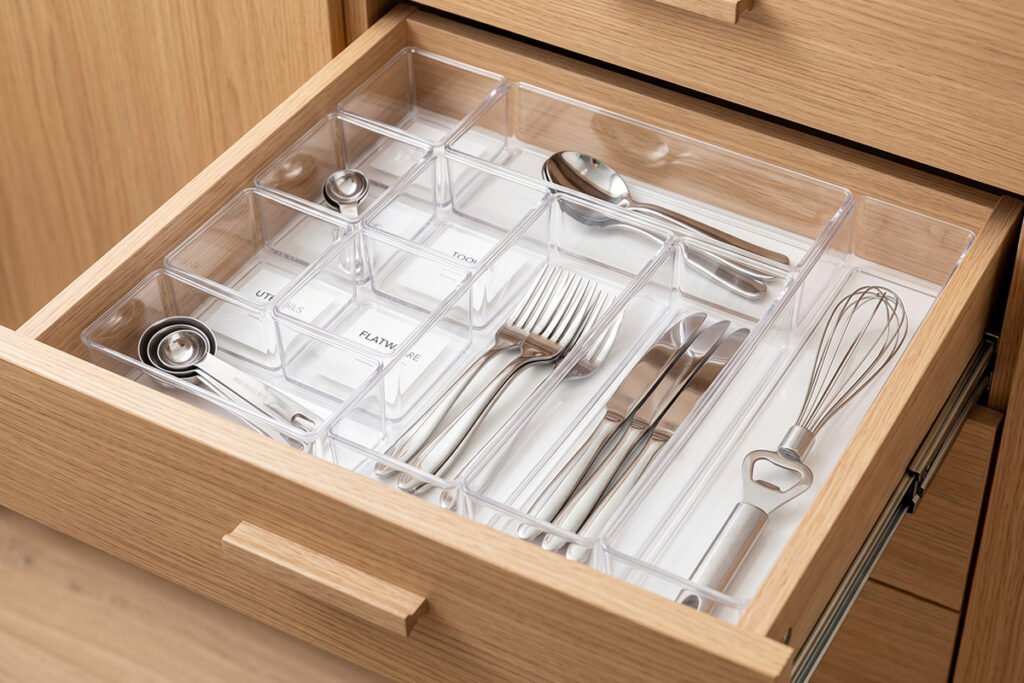 Popular adjustable plastic drawer organizer bundle purchased from Amazon