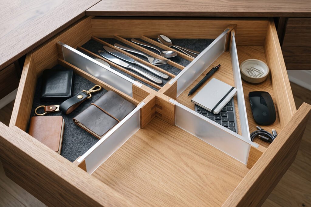 Variety of material options used as custom drawer dividers