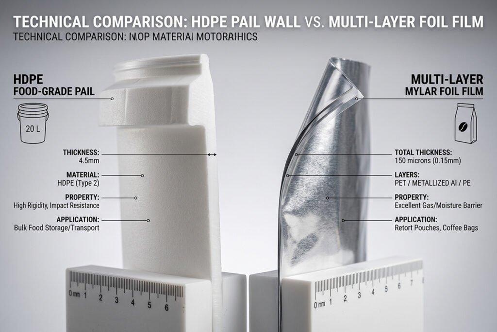 Detailed cross-section illustrating the thickness of a high-density polyethylene (HDP