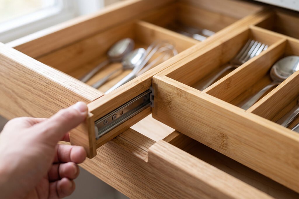 Expandable organizer adjusting to fit custom drawer dimensions accurately