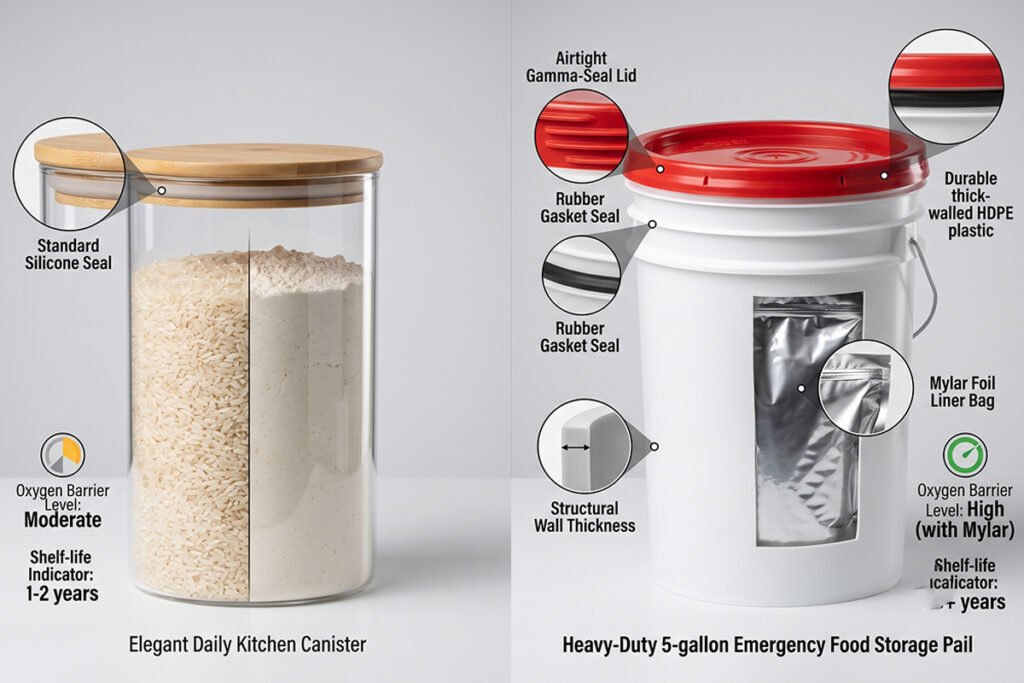 Informative comparison infographic highlighting the structural, sealing, and shelf-li