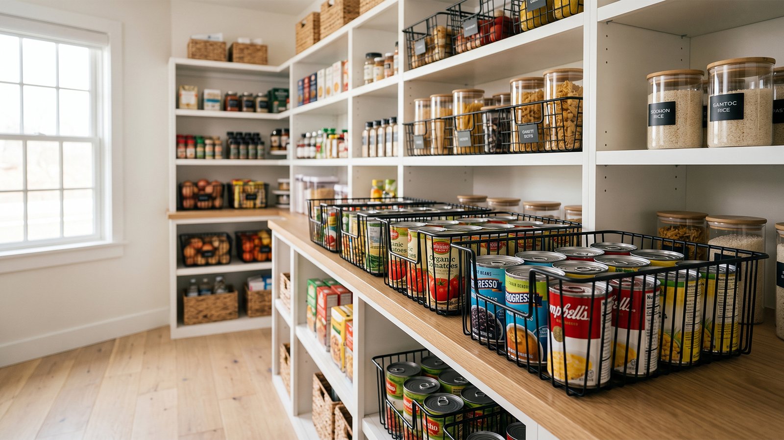 Heavy Duty Steel Pantry Baskets For Canned Goods