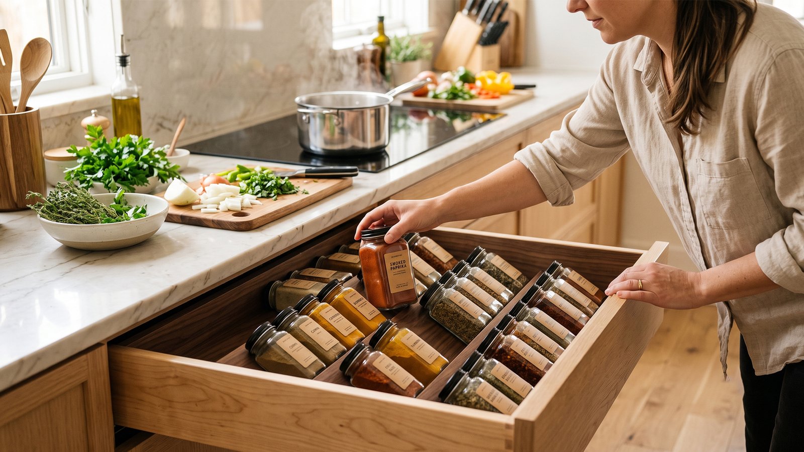 In Drawer Spice Rack Tray For Large Containers