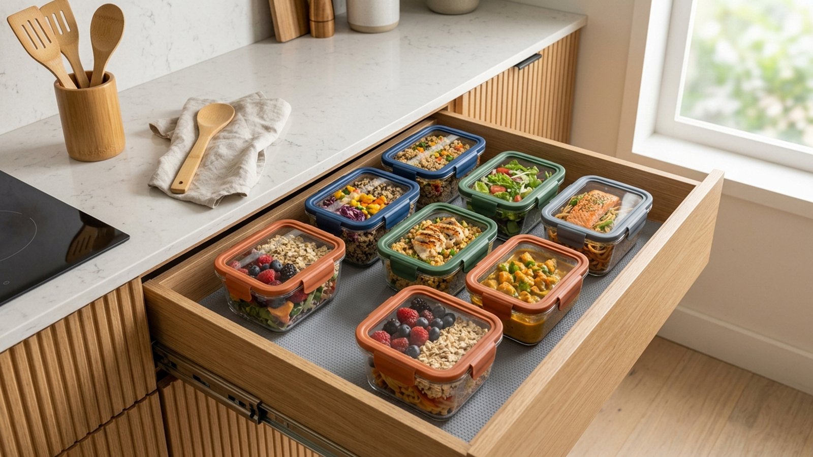 Stackable Glass Meal Prep Containers For Kitchen Drawers