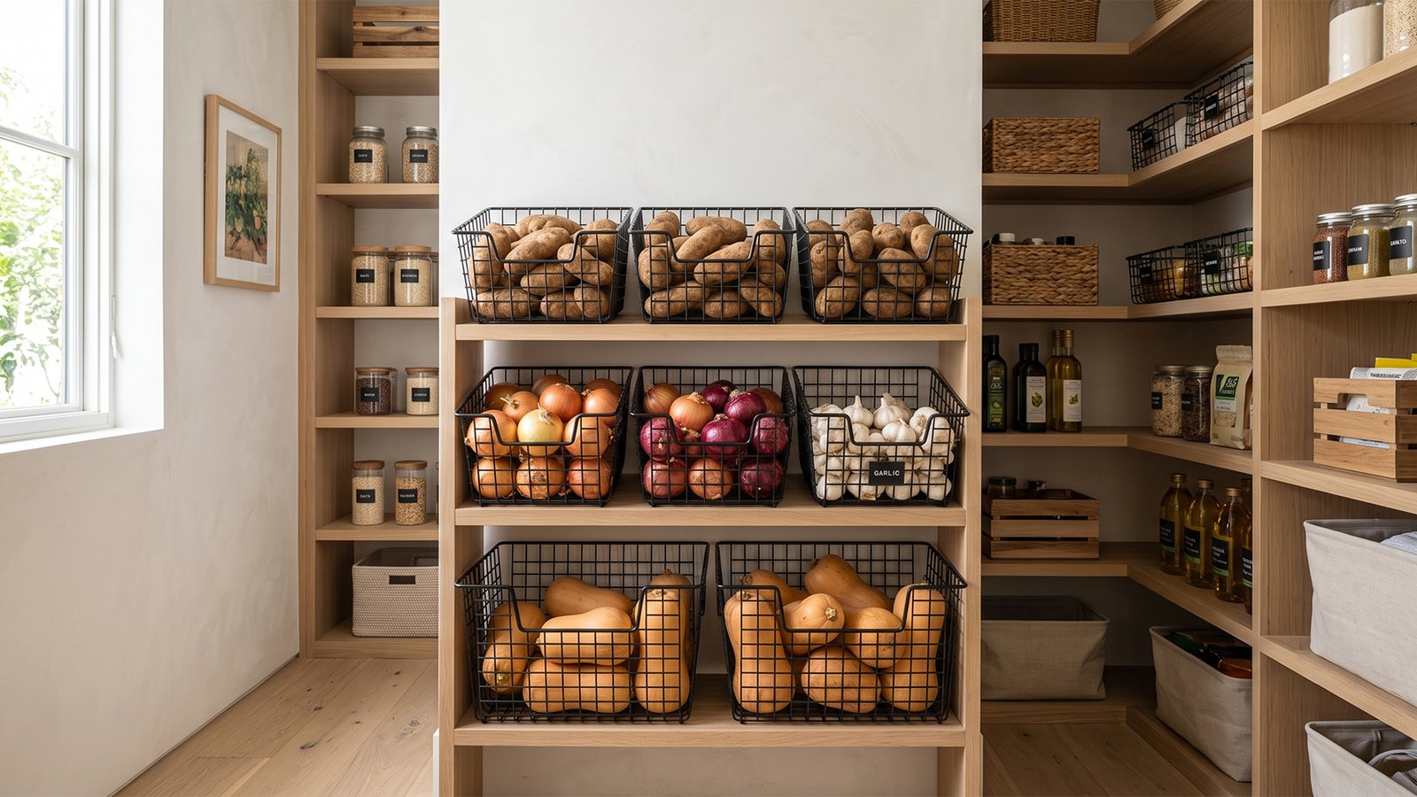 Stackable Wire Baskets For Bulk Vegetable Storage